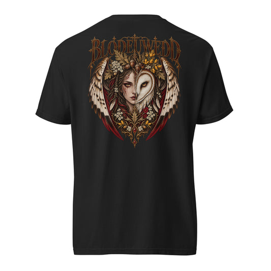 Back view of black Corrupt Couture Blodeuwedd T-shirt, The Mabinogion collection