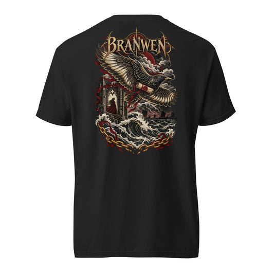 Back view of black Corrupt Couture Branwen T-shirt, The Mabinogion collection