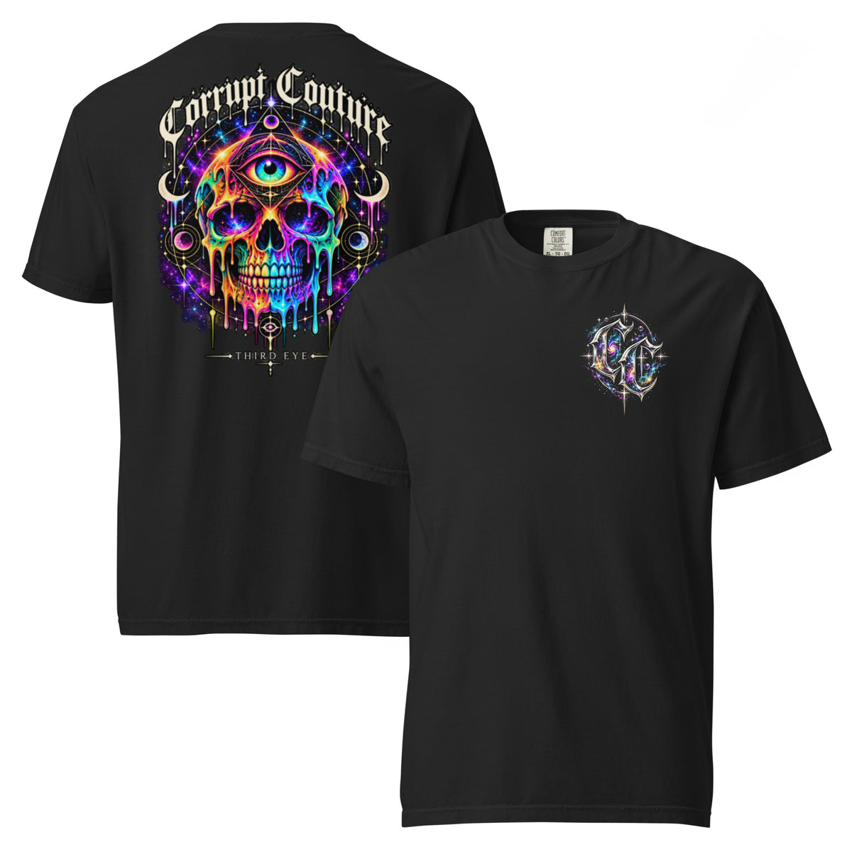 Corrupt Couture Third Eye premium heavyweight graphic T-shirt, front view