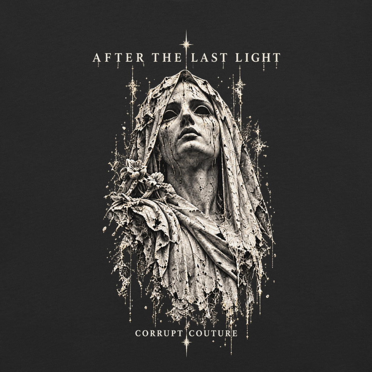 After the Last Light premium heavyweight black T-shirt, back view