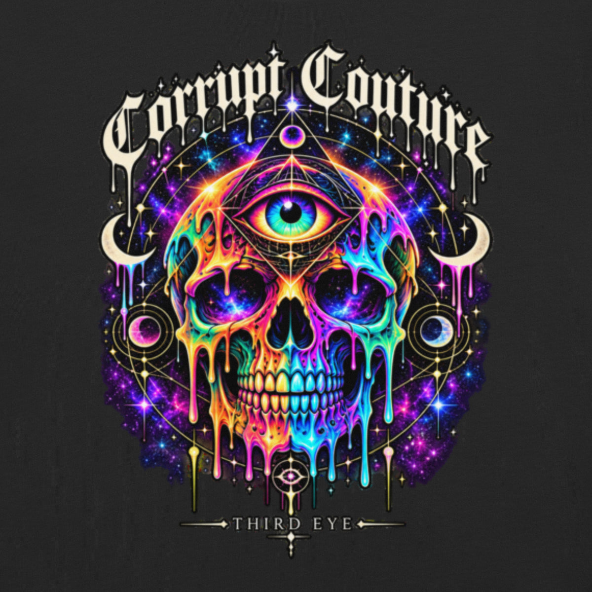 Corrupt Couture Third Eye premium heavyweight graphic T-shirt, back view