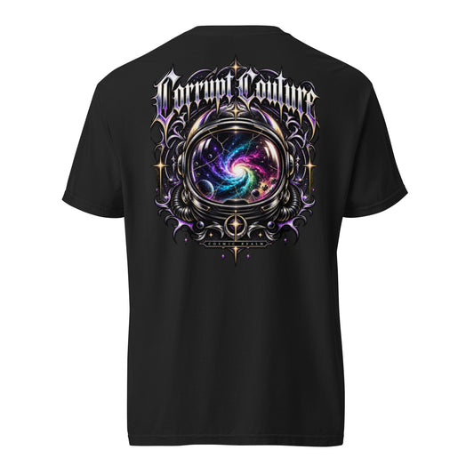 Corrupt Couture Psychonaut premium heavyweight graphic T-shirt, back view