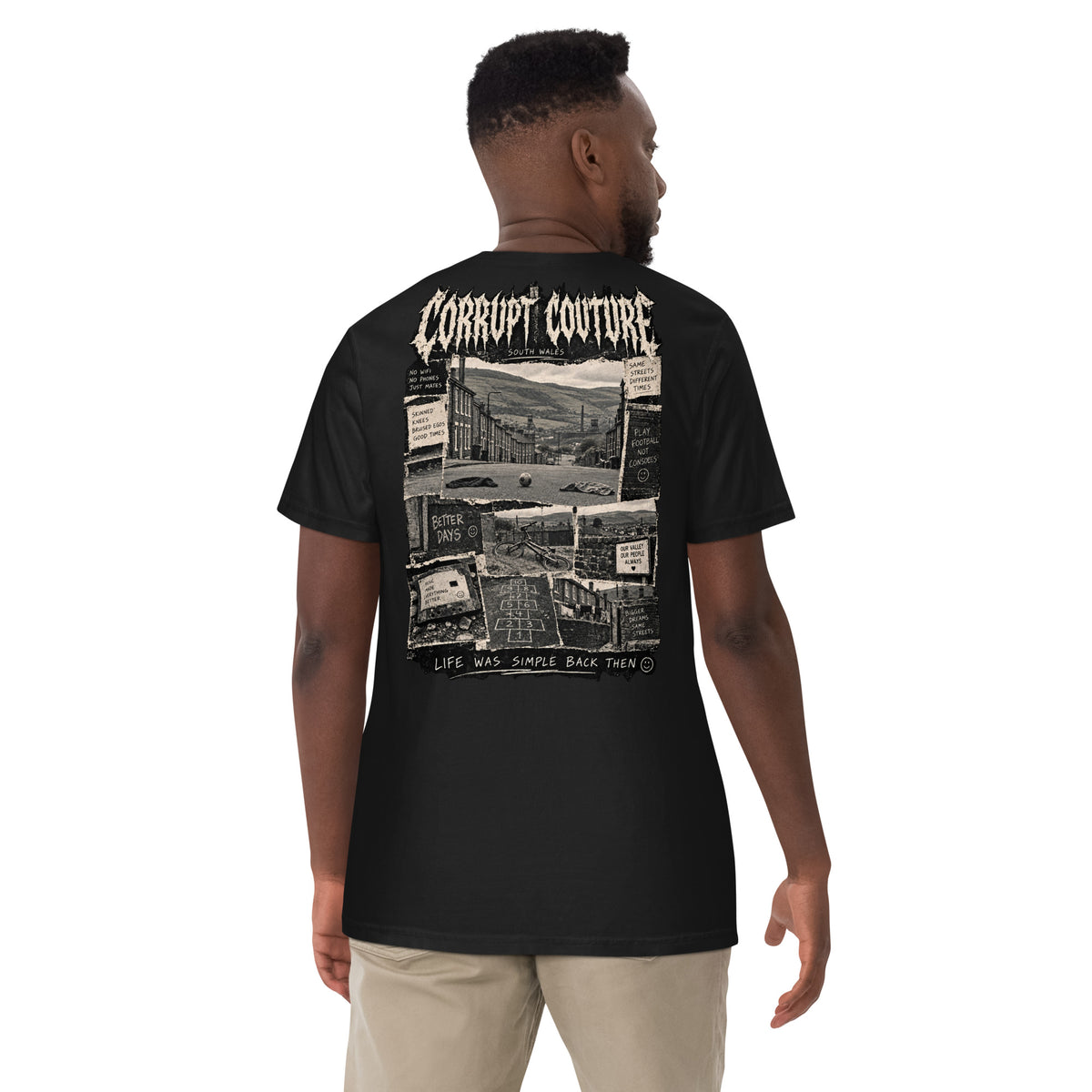 Back view of black Corrupt Couture Better Times heavyweight T-shirt