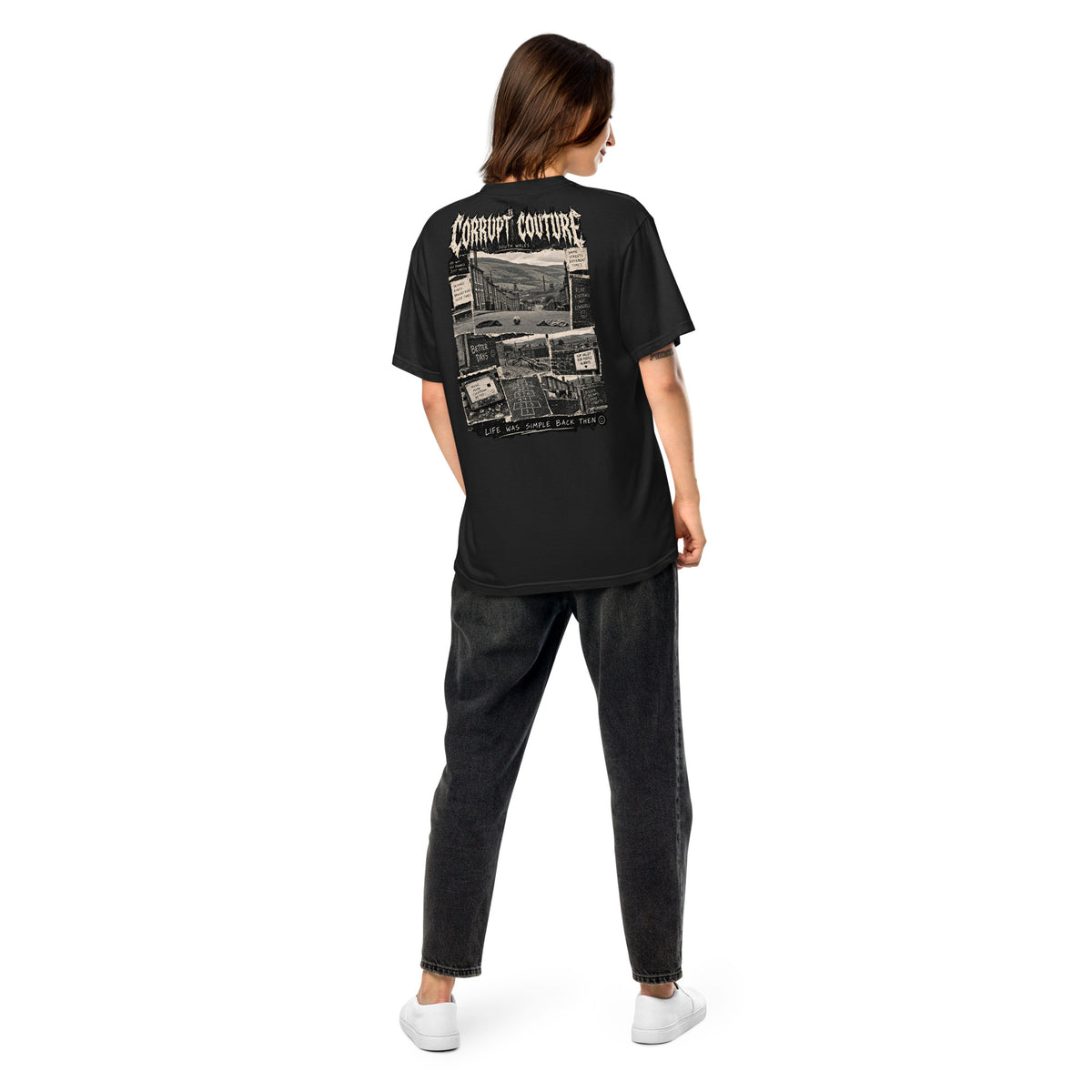 Back view of black Corrupt Couture Better Times heavyweight T-shirt