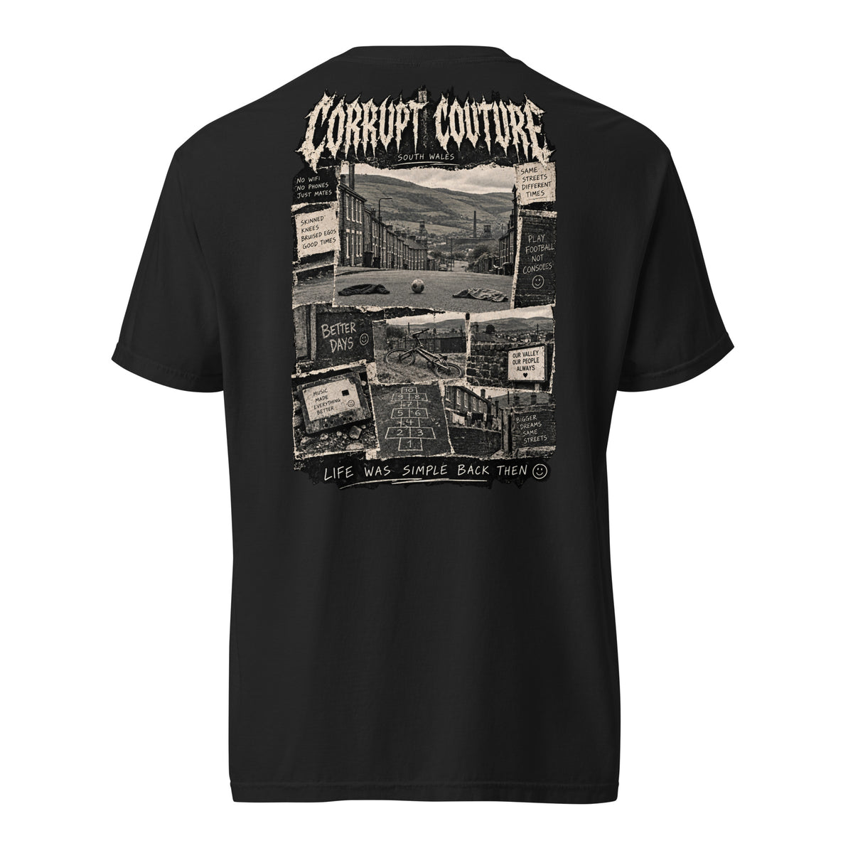 Back view of black Corrupt Couture Better Times heavyweight T-shirt