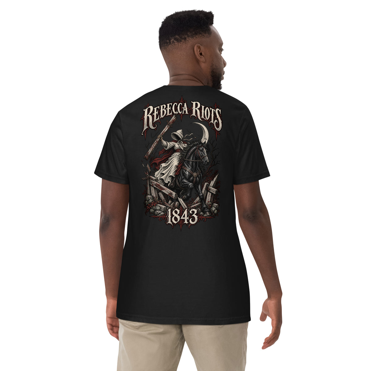 Back view of black Corrupt Couture Rebecca Riots heavyweight T-shirt