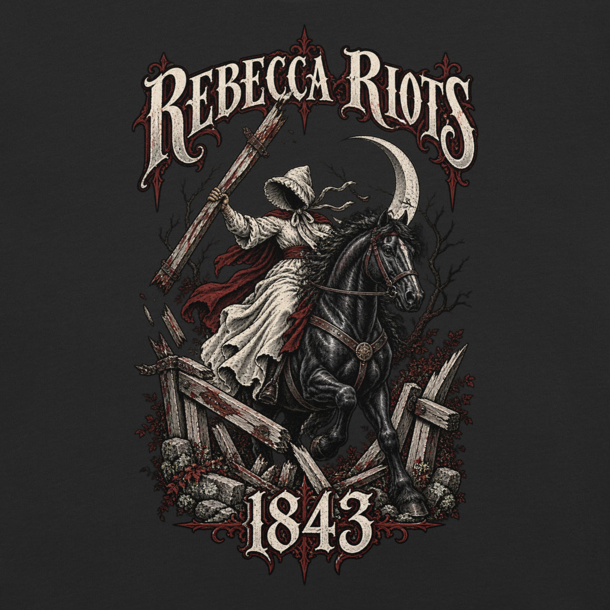 Back view of black Corrupt Couture Rebecca Riots heavyweight T-shirt