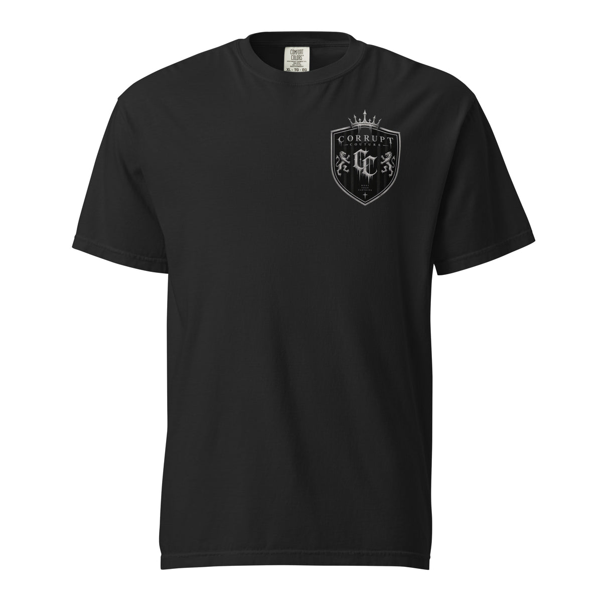 Front view of black Corrupt Couture Better Times heavyweight T-shirt