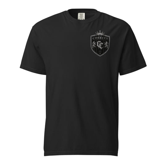 Front view of black Corrupt Couture Better Times heavyweight T-shirt