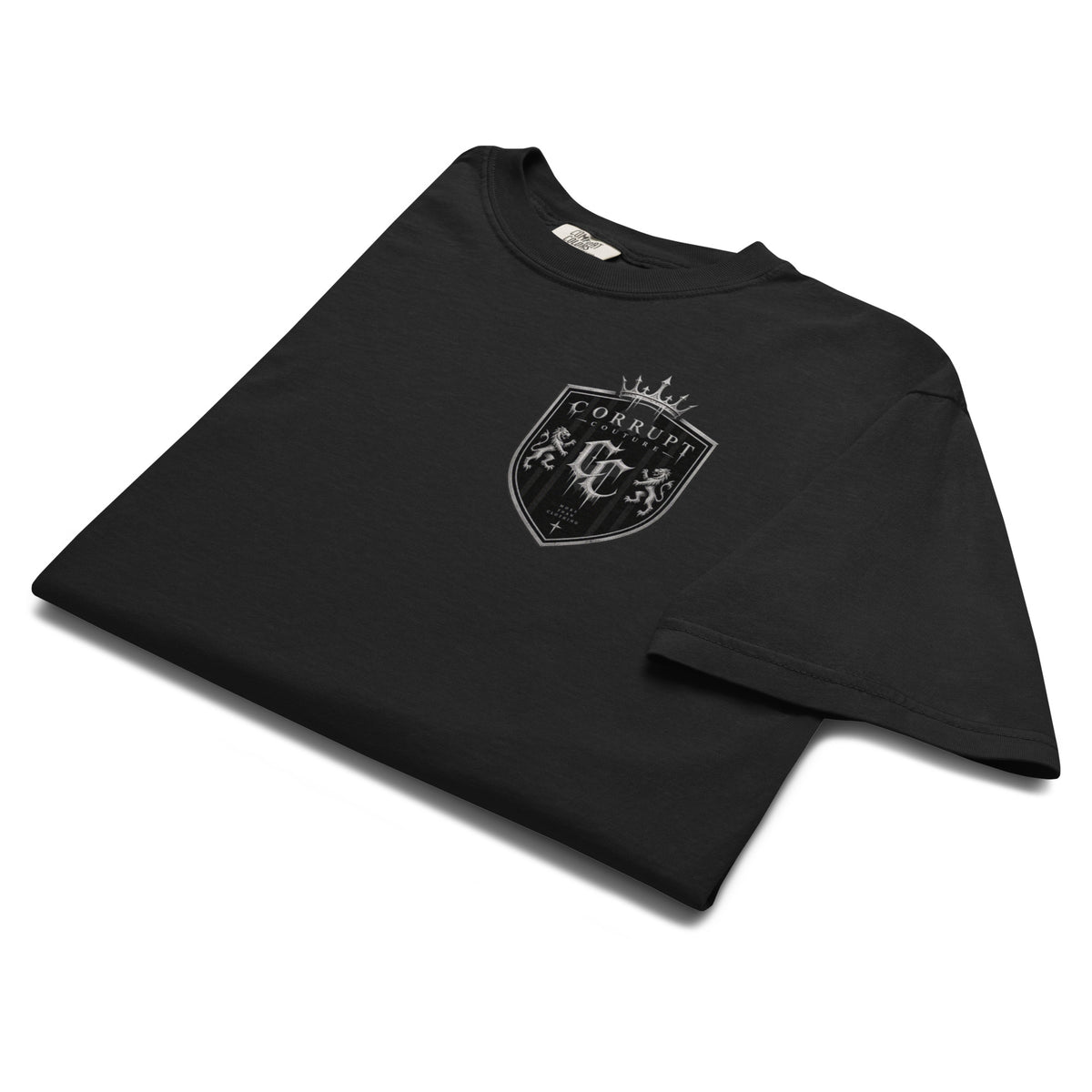 Front view of black Corrupt Couture Better Times heavyweight T-shirt