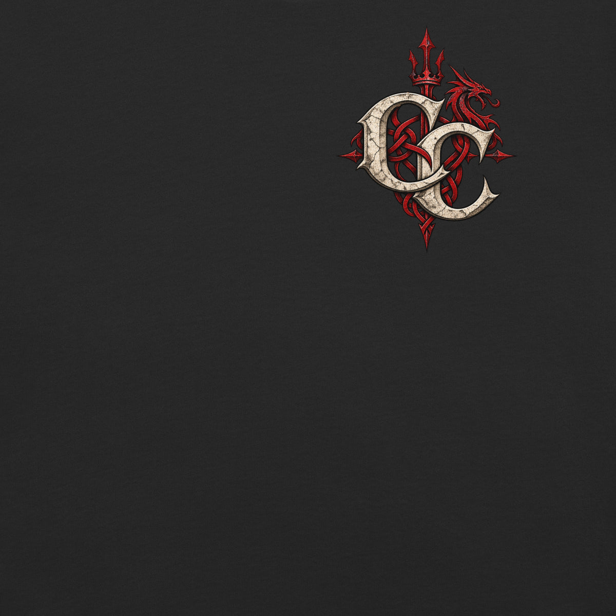 Front-view mockup of Twrch Trwyth black heavyweight T-shirt from Corrupt Couture's Mabinogion collection