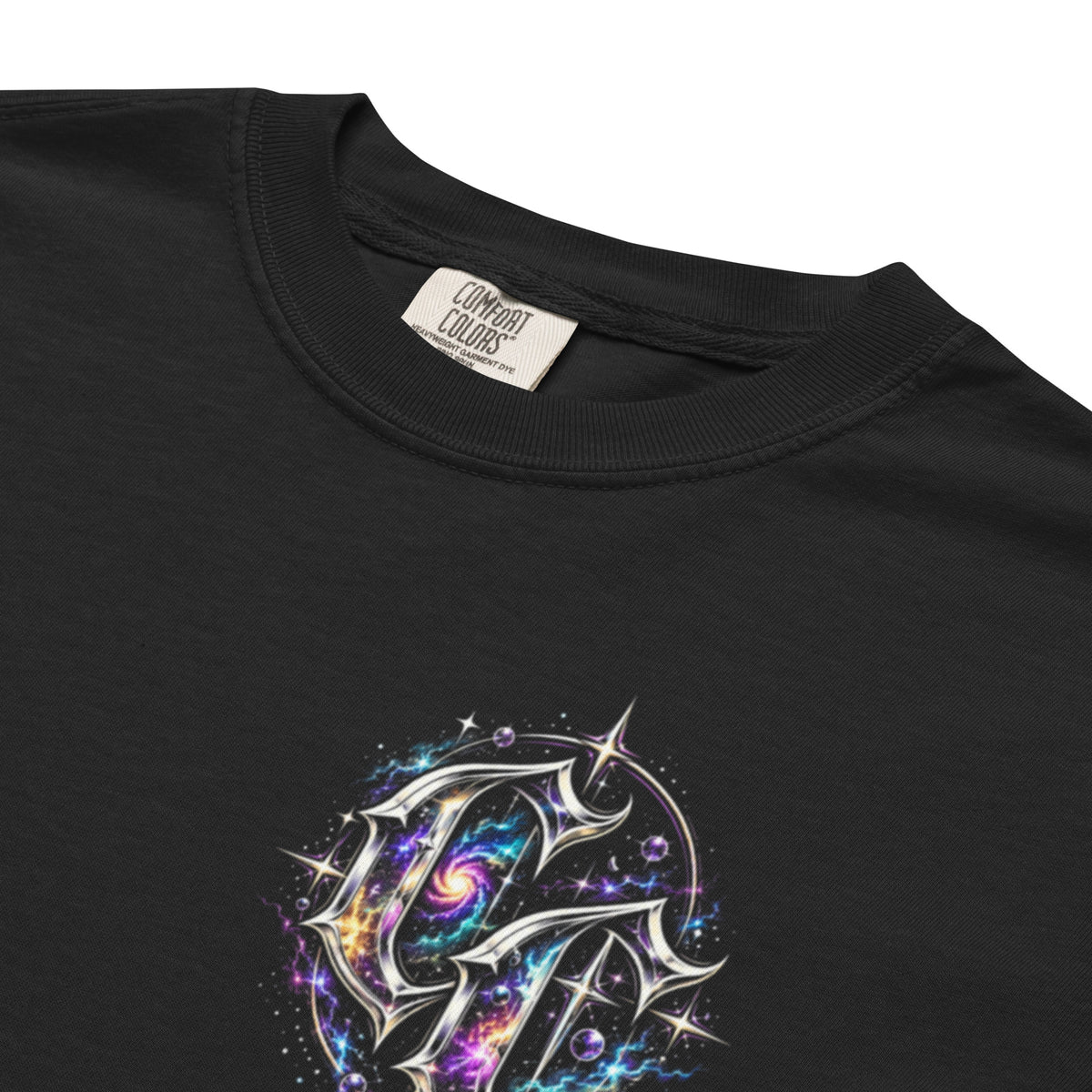 Corrupt Couture Cosmic Unravelling premium heavyweight graphic T-shirt, product view