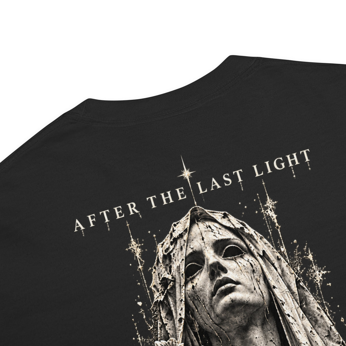 After the Last Light premium heavyweight black T-shirt, garment details