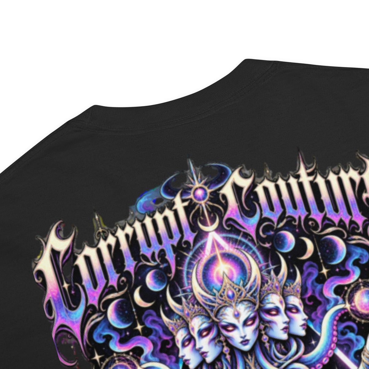 Corrupt Couture Cosmic Entity premium heavyweight graphic T-shirt, product view