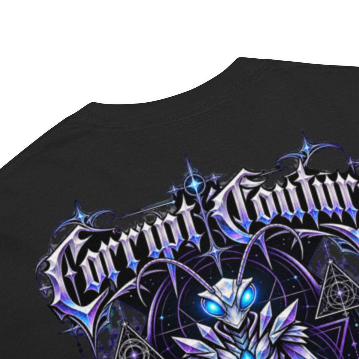 Corrupt Couture Mantid Architect premium heavyweight graphic T-shirt, product view