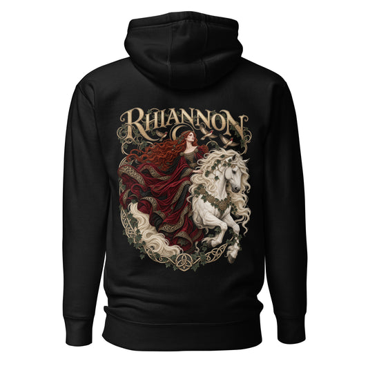 Back view of black Corrupt Couture Rhiannon hoodie, The Mabinogion collection
