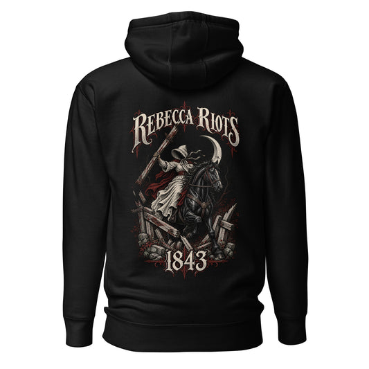 Back view of black Corrupt Couture Rebecca Riots premium hoodie