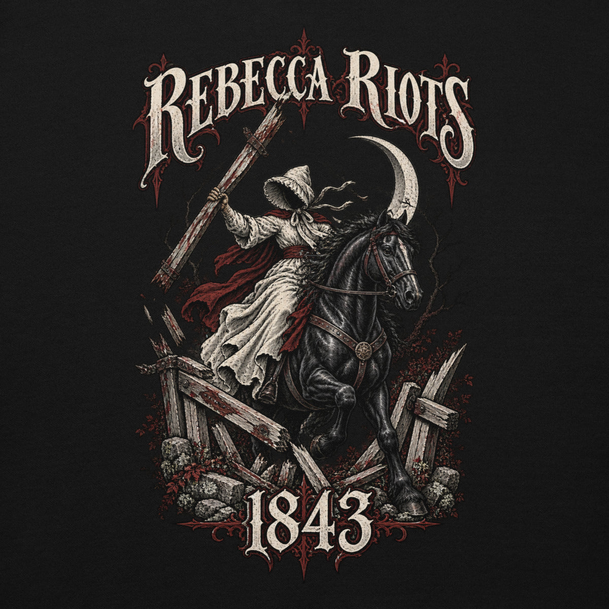 Back view of black Corrupt Couture Rebecca Riots premium hoodie