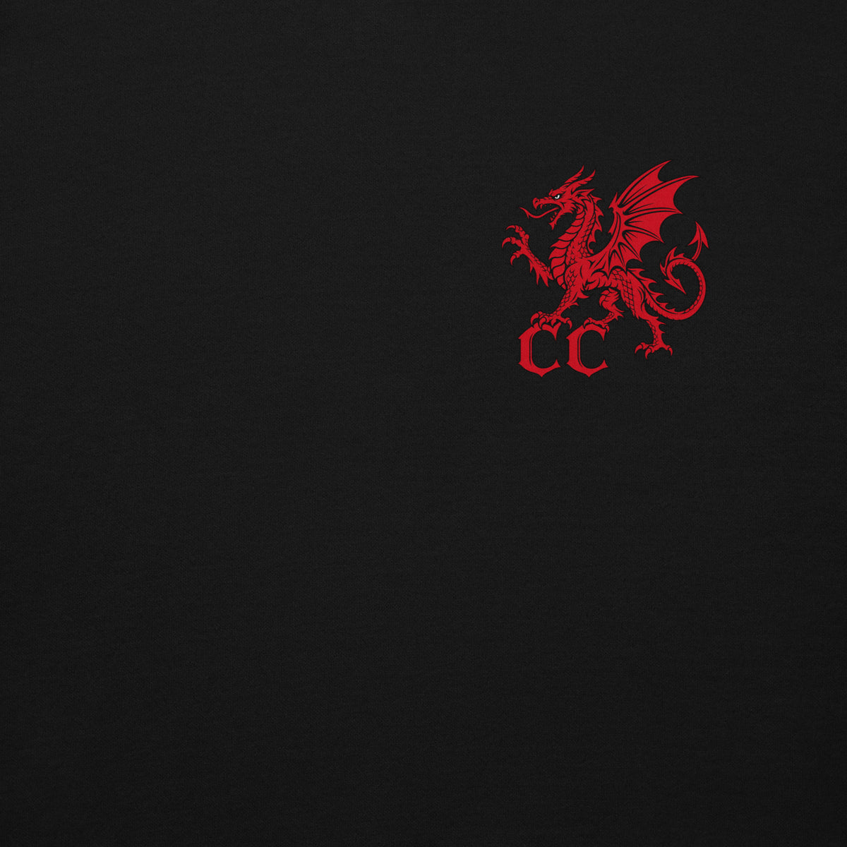 Front view of Llyn y Fan Fach black hoodie in the Corrupt Couture Welsh Legends collection