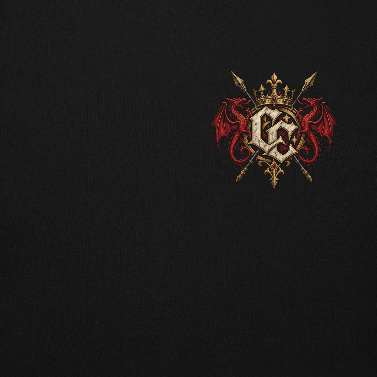 Front view of black Corrupt Couture Newport Rising premium hoodie