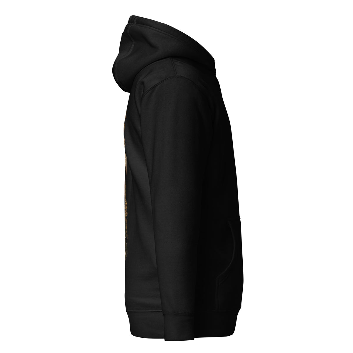 Right-side mockup of Lludd & Llefelys black hoodie from Corrupt Couture's Mabinogion collection