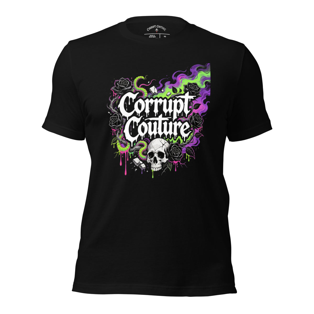 Corrupt Couture Core Logo graphic T-shirt, front view